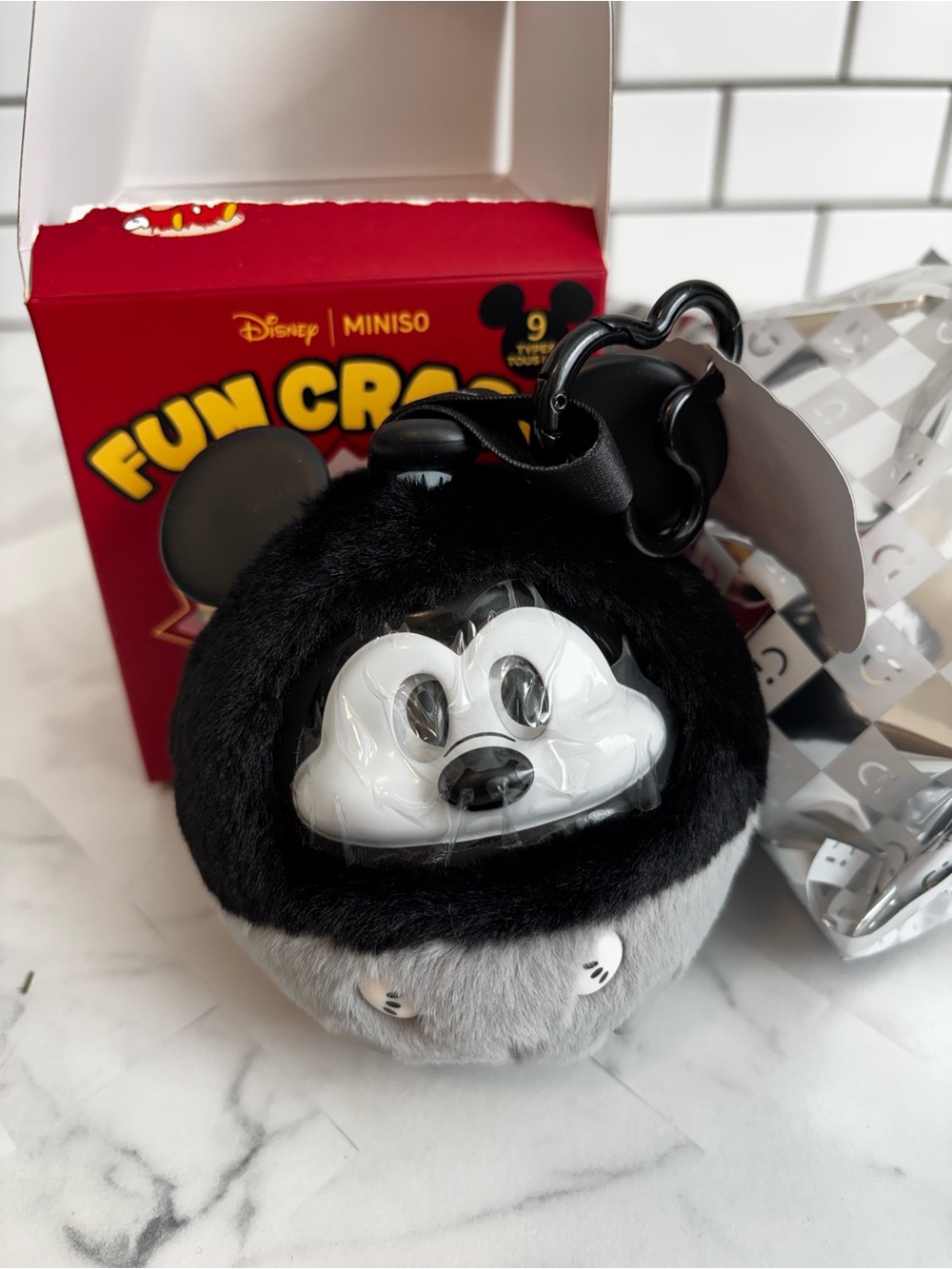 Disney Black & Gray Mickey Plush Keychain
